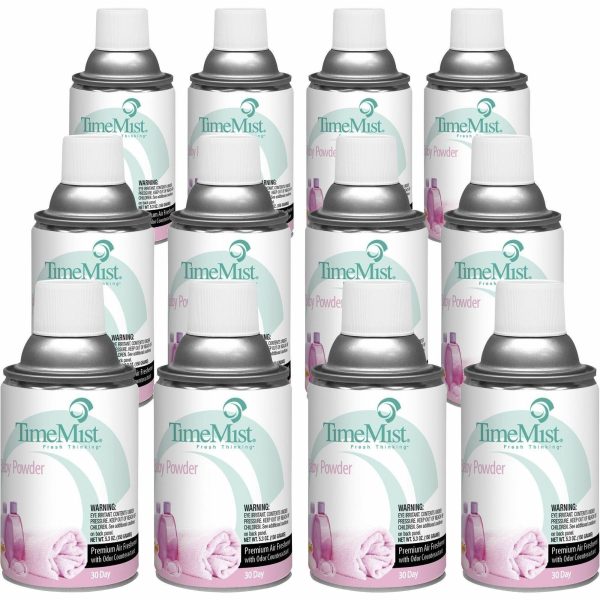 TimeMist Metered 30-Day Baby Powder Scent Refill - Spray - 6000 ft - 5.3 fl oz (0.2 quart) - Baby Powder - 30 Day - 12   Carton - Long Lasting, Odor Neutralizer Supply