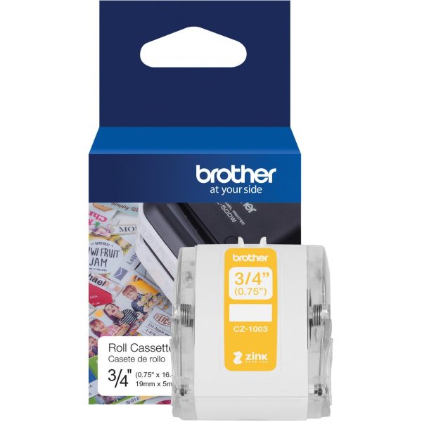 Brother Genuine CZ-1003 continuous length   (0.75 ) 19 mm wide x 16.4 ft. (5 m) long label roll featuring Zero Ink technology - 3 4  Width - Zero Ink (ZINK) - Paper - 1 Each - Water Resistant Sale