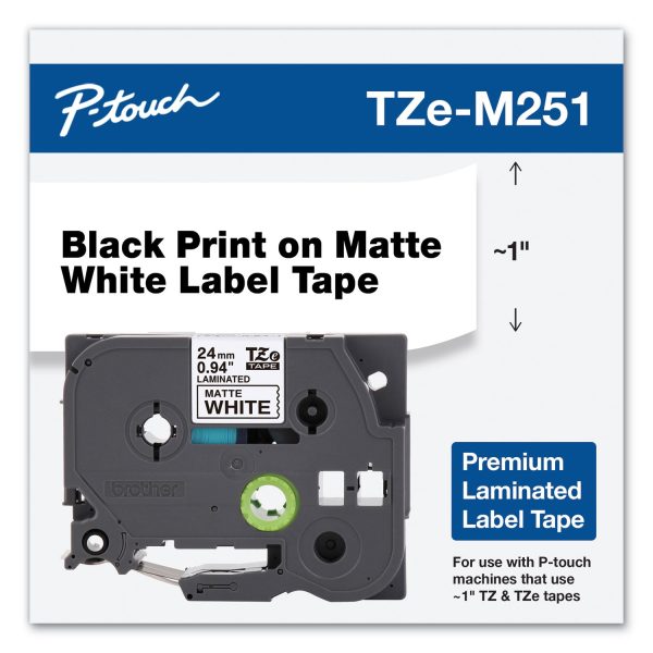 TZe Premium Laminated Tape, 0.94  x 26.2 ft, Black on White For Sale