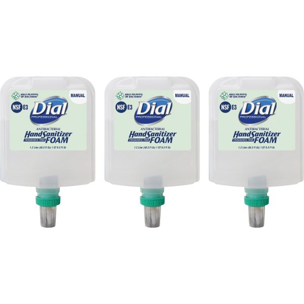 Dial Hand Sanitizer Foam Refill - 40.5 fl oz (1197.7 mL) - Bacteria Remover - Healthcare, Restaurant, School, Office, Daycare - Clear - Dye-free, Fragrance-free - 3   Carton on Sale