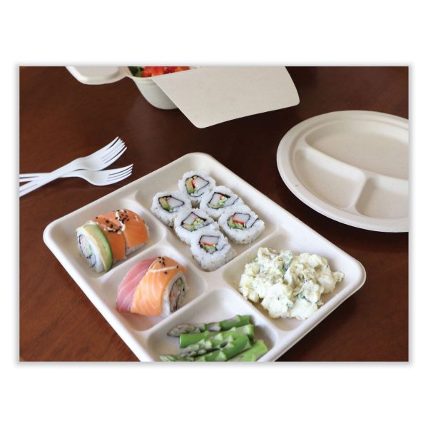 Fiber Trays, 5-Compartment, 8.5 x 10.24 x 1.01, Natural, Paper, 400 Carton Cheap - Image 2