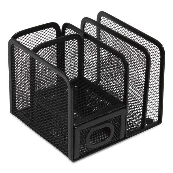 Five Compartment Wire Mesh Accessory Holder, 5.9 x 6.29 x 5.11, Black For Discount - Image 2