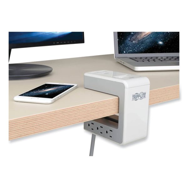 Surge Protector, 6 AC Outlets 2 USB-A and 1 USB-C Ports, 8 ft Cord, 1,080 J, Gray Online - Image 2