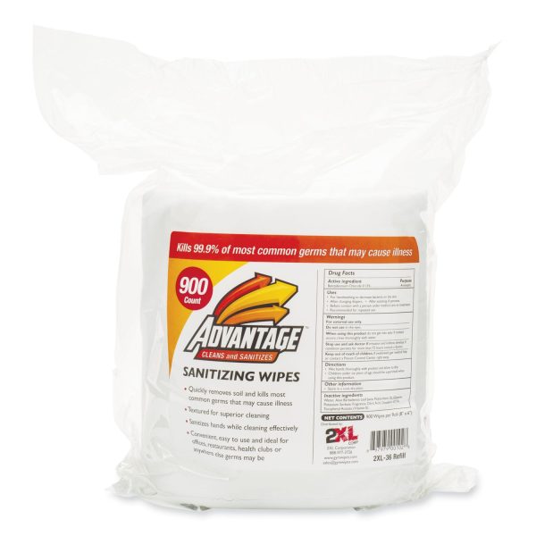 Gym Wipes Advantage, 1-Ply, 6 x 8, Unscented, White, 900 Roll, 4 Rolls Carton For Sale