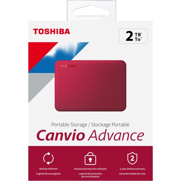 Toshiba Canvio Advance HDTCA20XR3AA 2 TB Portable Hard Drive - External - Red - USB 3.0 Cheap