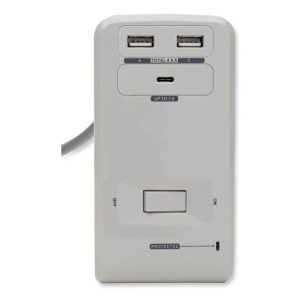 Surge Protector, 6 AC Outlets 2 USB-A and 1 USB-C Ports, 8 ft Cord, 1,080 J, Gray Online - Image 5
